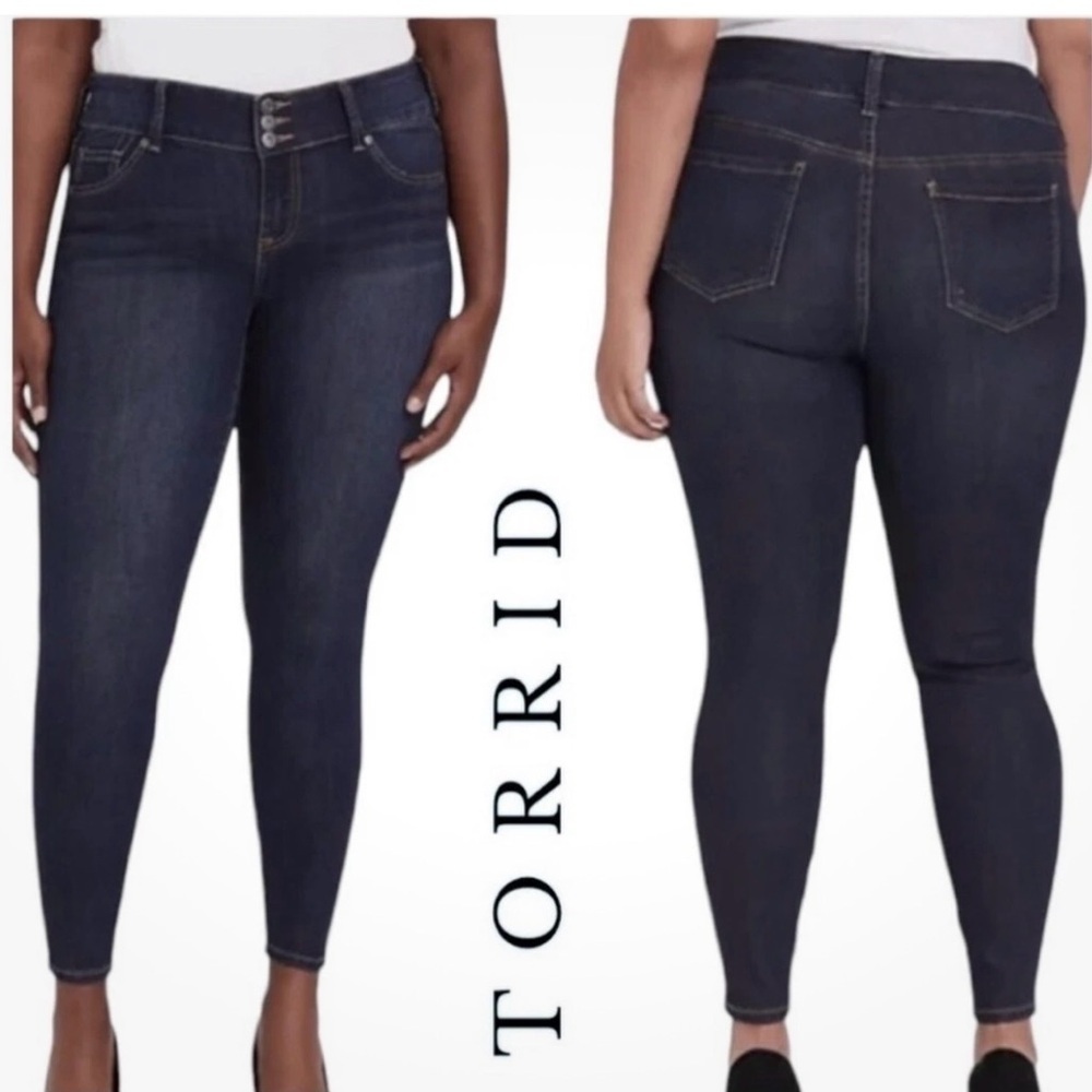 Torrid Blue Skinny Jeans with Stretch and Mid-Rise Fit